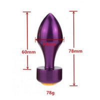 Фиолетовая анальная металлическая пробка с прозрачным стразом, размер S