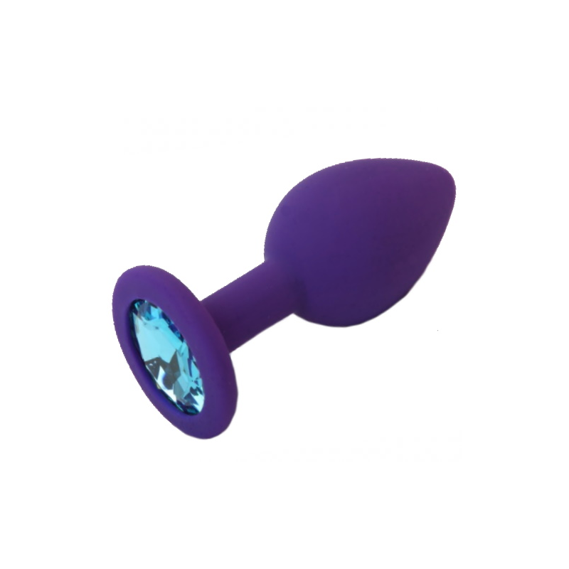 Фиолетовая силиконовая пробка с голубым стразом S