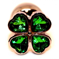 Анальный плаг с кристаллом в виде Клевера зеленый