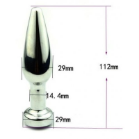 Серебряная металлическая анальная пробка с голубым стразом, размер S