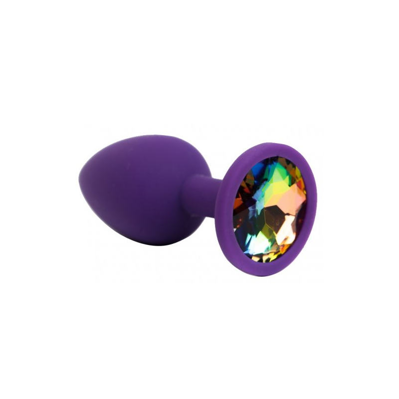 Фиолетовая силиконовая пробка с радужным стразом S
