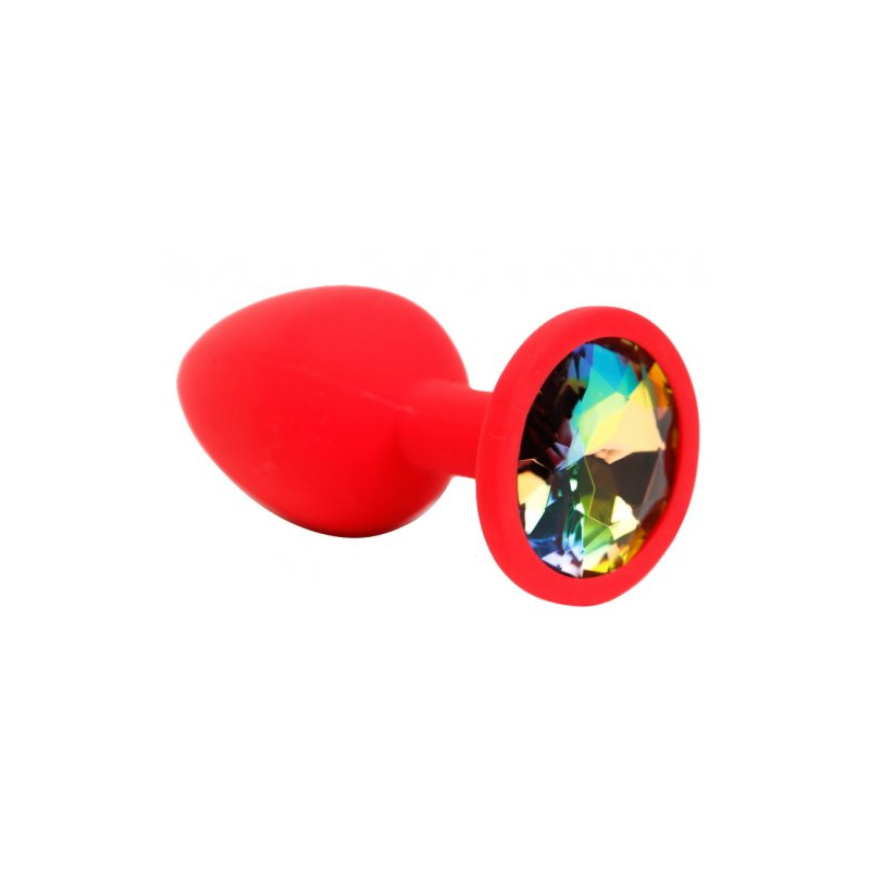 Красная силиконовая пробка с радужным стразом S