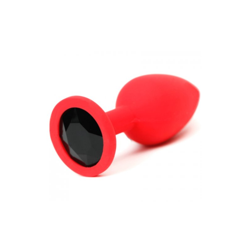 Красная силиконовая пробка с черным стразом M