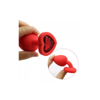 Красная силиконовая пробка с кристаллом в форме сердца S фиолетовая