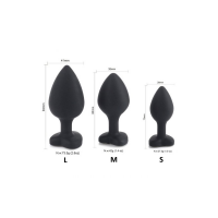 Розовая силиконовая пробка с кристаллом в форме сердца M фуксия