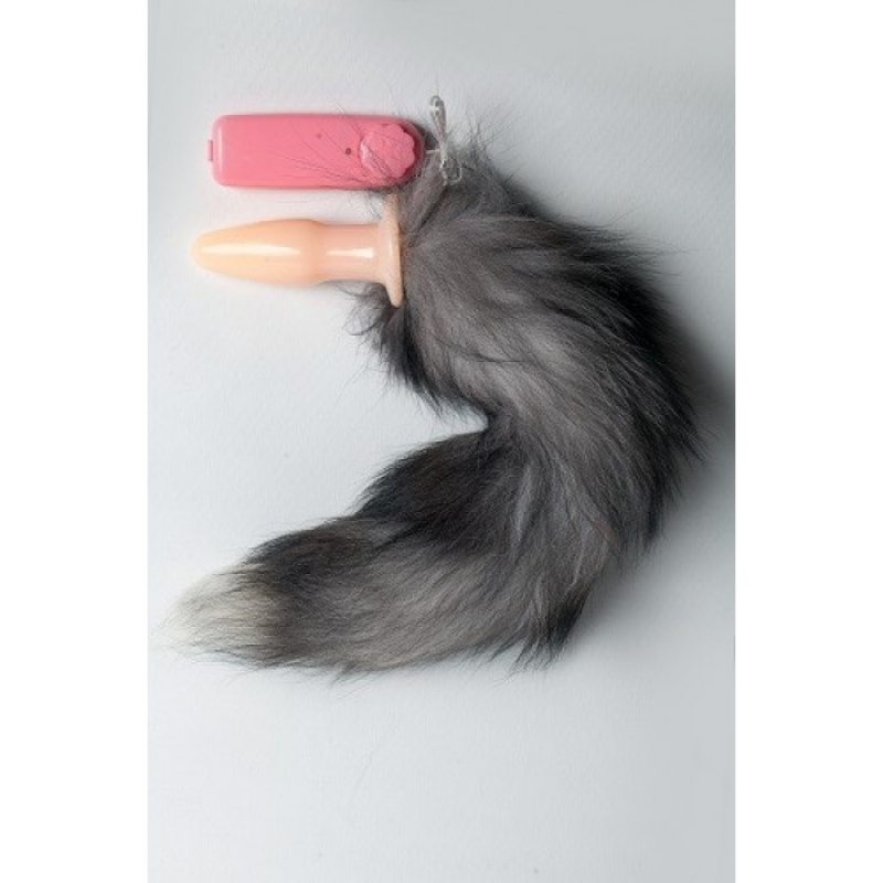 Анальная вибропробка с хвостом Silver Fox