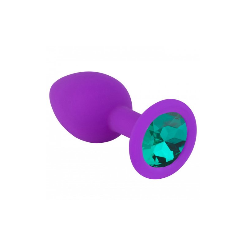 Пурпурная силиконовая пробка с зеленым стразом S