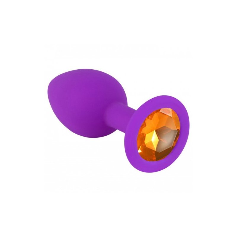Фиолетовая силиконовая пробка с оранжевым стразом S