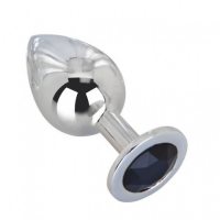 Большой плаг из стали с кристаллом Black Rave