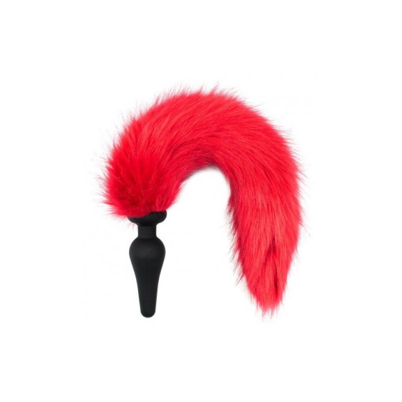 Силиконовая анальная втулка с красным хвостиком Furry Fox 46 см
