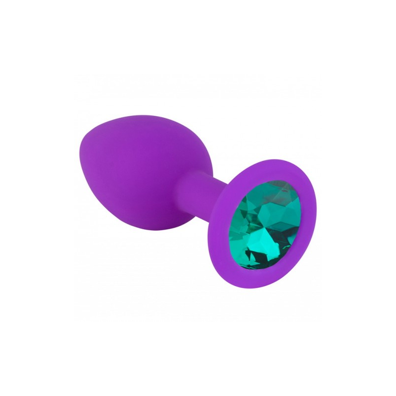 Пурпурная силиконовая пробка с зеленым стразом M