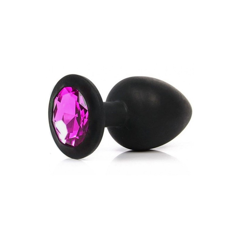 Черная силиконовая пробка со стразом цвета фуксии M