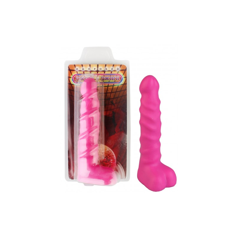 Розовый анальный фаллос с рельефным стволом 14 см