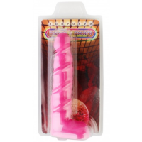 Розовый анальный фаллос с рельефным стволом 14 см