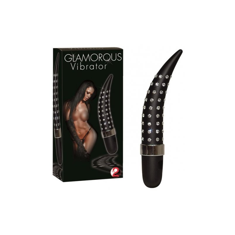 Изогнутый вибратор со стразами Glamorous 14 см