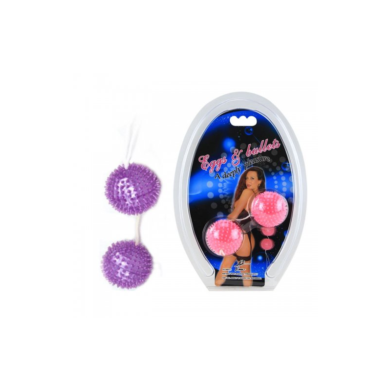 Анально-вагинальные шарики с мягкими шипами фиолетовые