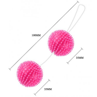 Анально-вагинальные шарики с мягкими шипами розовые