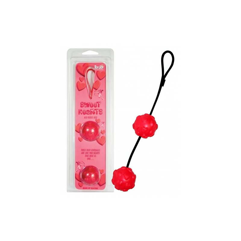 Красные вагинальные шарики со смещенным центром Sweet Hearts Duo Loveballs