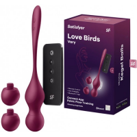 Вагинальные смарт-шарики с вибрацией и сменными утяжелителями Satisfyer Love Birds Vary бордовый