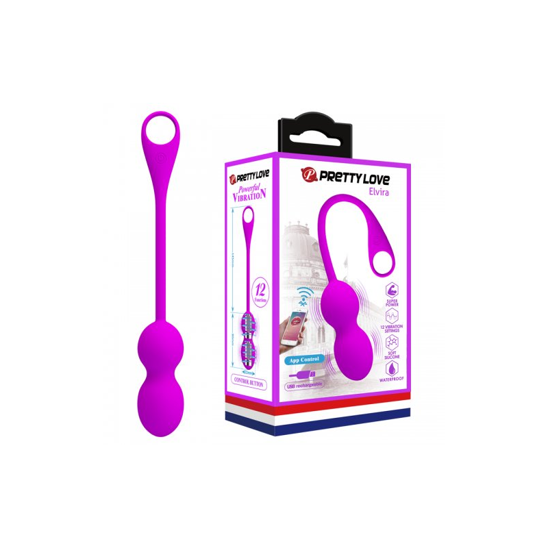 Вагинальные шарики с вибрацией Pretty Love Elvira с управлением через телефон пурпурные