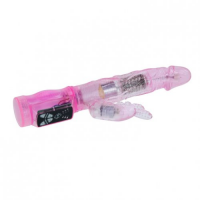 Женский вибратор-ротатор со стимулятором клитора розовый