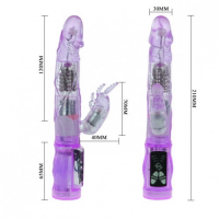 Женский вибратор-ротатор со стимулятором клитора фиолетовый
