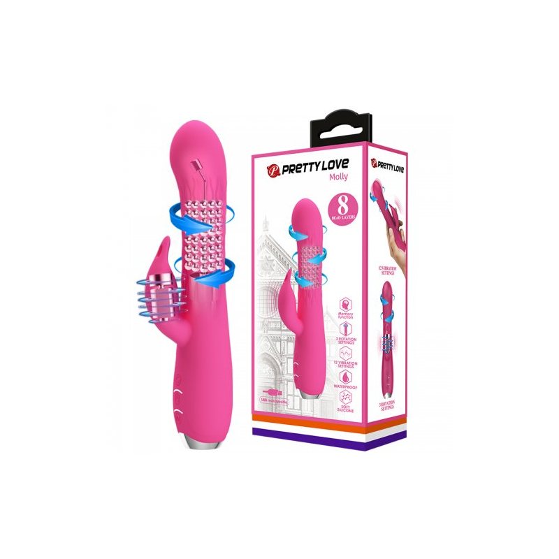 Вибратор-ротатор с клиторальным стимулятором Pretty Love Molly розовый