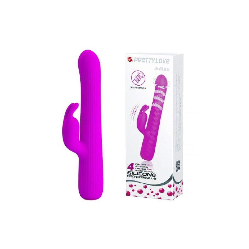 Вибратор с ротацией и клиторальным стимулятором Pretty Love Julian пурпурный