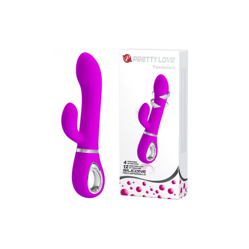 Вибратор с клиторальным стимулятором и функцией ротации Pretty Love Ternence пурпурный
