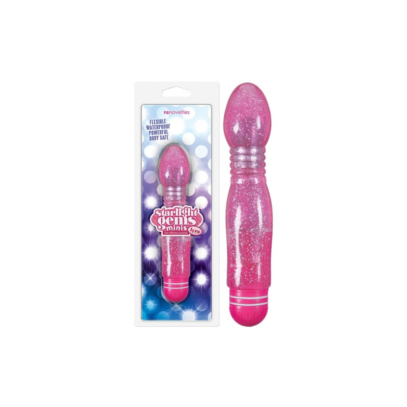 Гнущийся вибратор с блестками Starlight Gems Minis Lyra розовый