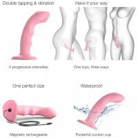 Универсальный стимулятор с двойной точечной пульсацией Strap-On-Me Tapping Dildo Wave M коралловый 15 см