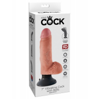 Реалистичный вибратор с присоской King Cock Vibrating Cock with Balls Light 13 см