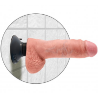 Реалистичный вибратор с присоской King Cock Vibrating Cock with Balls Light 15 см