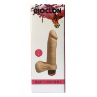 Реалистичный вибратор из киберкожи с объемной мошонкой 17 см