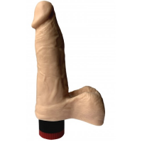 Реалистичный вибратор из киберкожи с объемной мошонкой 17 см