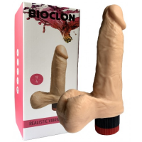 Реалистичный вибратор из киберкожи с объемной мошонкой 17 см