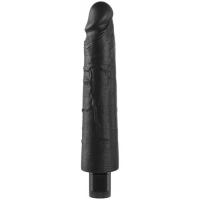 Реалистичный черный вибратор с рельефным стволом X-Men Vibrating Siliсone Cock 21 см