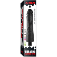 Реалистичный черный вибратор с рельефным стволом X-Men Vibrating Siliсone Cock 21 см