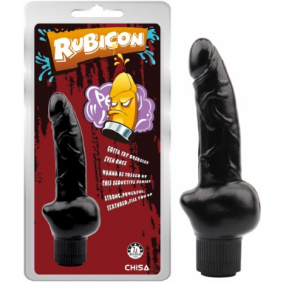 Реалистичный черный вибратор Obsidian с мошонкой 19 см