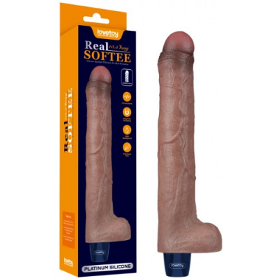 Реалистичный вибратор-мулат с мошонкой Real Softee 27 см