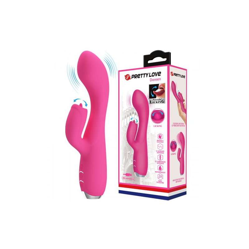 Вибратор с клиторальным стимулятором-язычком Pretty Love Doreen розовый