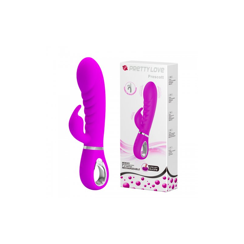 Перезаряжаемый вибратор с клиторальным стимулятором Pretty Love Prescott пурпурный