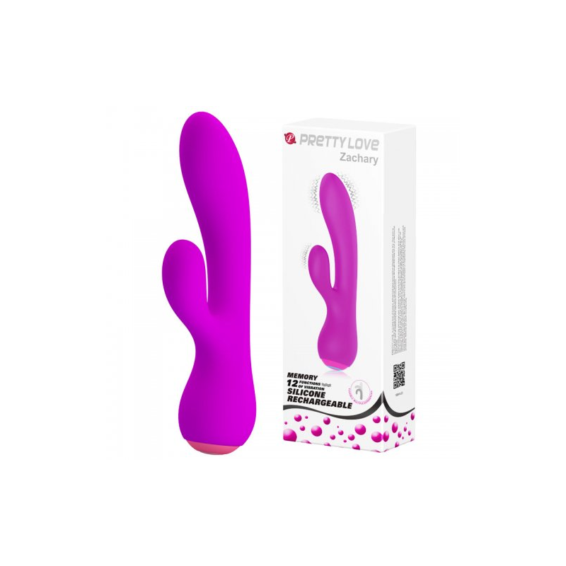 Гибкий вибратор с клиторальным стимулятором Pretty Love Zachary пурпурный