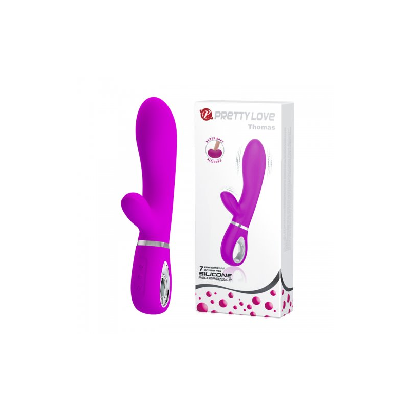 Перезаряжаемый вибратор с клиторальным стимулятором Thomas фиолетовый