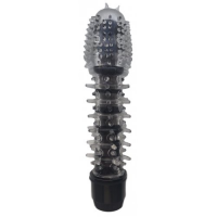 Черный вибростимулятор с насадкой