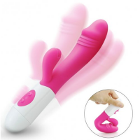 Вибратор с клиторальным стимулятором розовый Demo