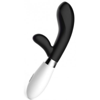 Вибратор с клиторальным стимулятором черного цвета