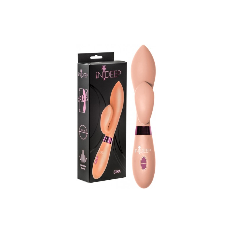 Вибратор с клиторальным стимулятором Indeep Gina Beige