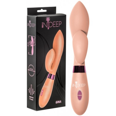 Вибратор с клиторальным стимулятором Indeep Gina Beige