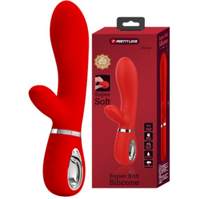 Перезаряжаемый вибратор с клиторальным стимулятором Pretty Love Thomas красный